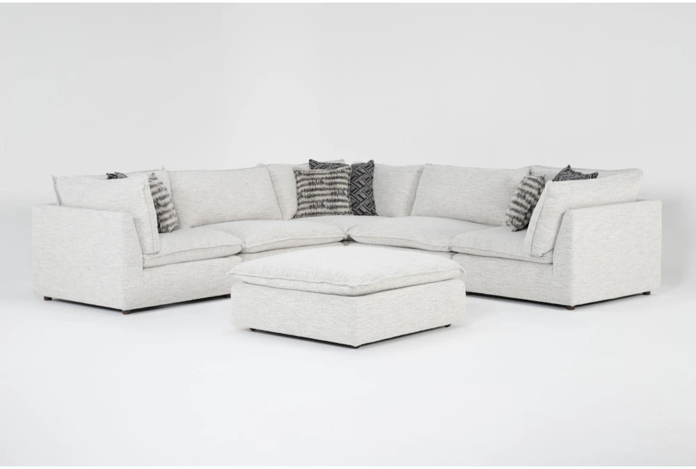 Weekend 5 Piece Modular Sectional with 3 Corners, 2 Armless Chairs & Ottoman