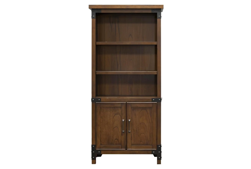 Harlyn 72" Brown Bookcase With Doors - 360