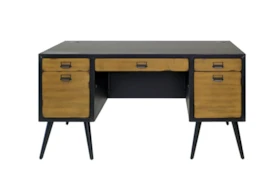 Emory 68" Black Half Pedestal Executive Desk