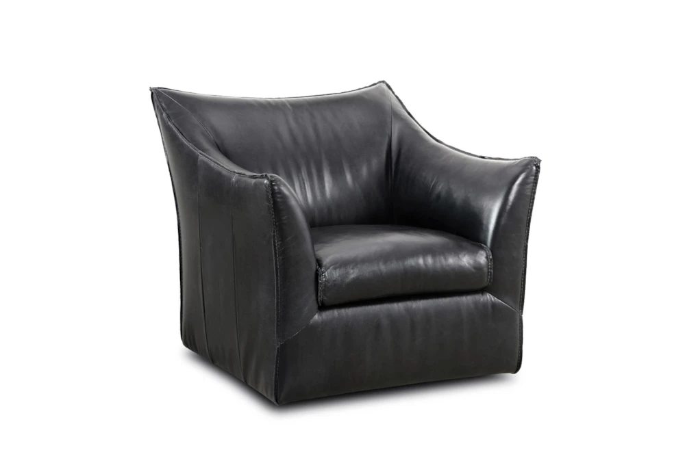 Modern Graphite Black Leather Accent Chair