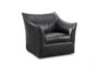 Modern Graphite Black Leather Accent Chair - Signature