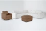 Dreanna 3 Piece Sectional with Leather Swivel Chair & Leather Ottoman - Signature
