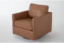 Dreanna Leather Swivel Accent Arm Chair - Side