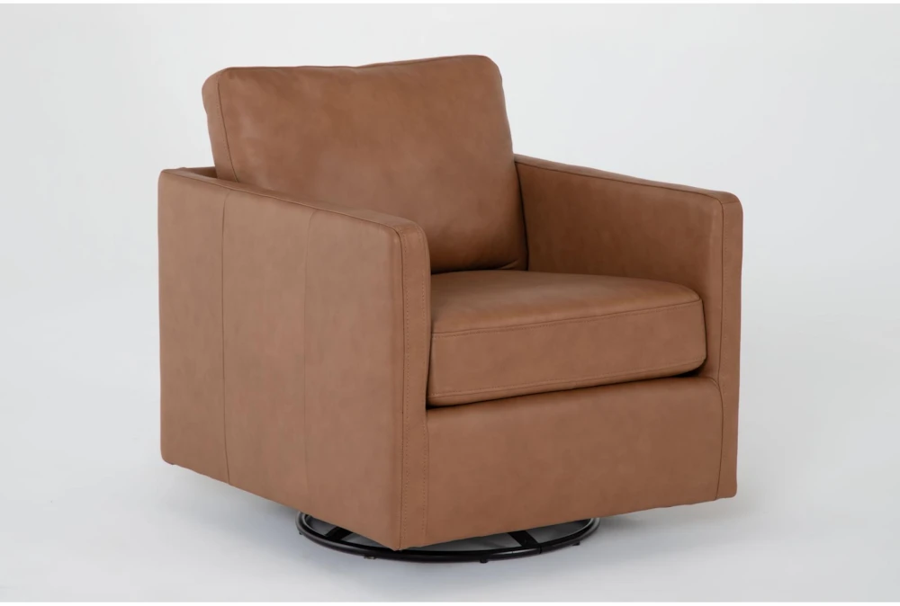 Dreanna Leather Swivel Accent Arm Chair