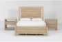 Voyage Natural King Wood Panel 3 Piece Bedroom Set With 2-Drawer Nightstand & 1-Drawer Nightstand By Nate Berkus + Jeremiah Brent - Signature