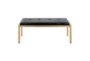 Fede Gold Metal and Black Faux Leather Bench - Front