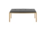 Fede Gold Metal and Grey Faux Leather Bench - Front