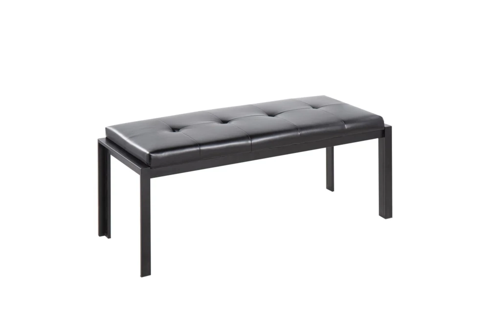 Fede Black Metal and Black Faux Leather Bench