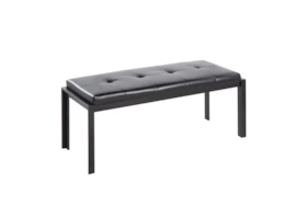 Fede Black Metal and Black Faux Leather Bench