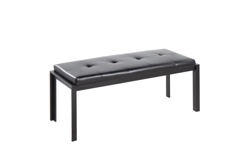 Fede Black Metal and Black Faux Leather Bench - 360