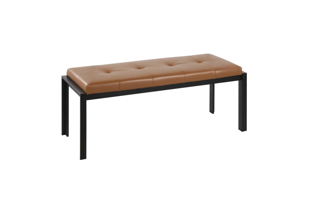Fede Black Metal and Camel Faux Leather Bench