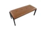 Fede Black Metal and Camel Faux Leather Bench - Top