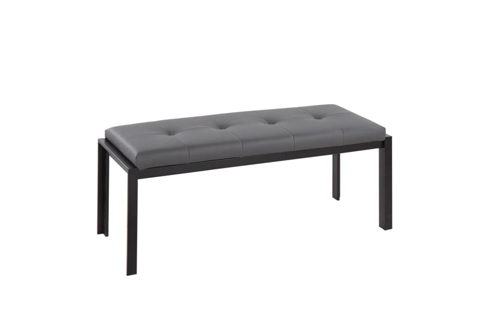 Fede Black Metal and Grey Faux Leather Bench