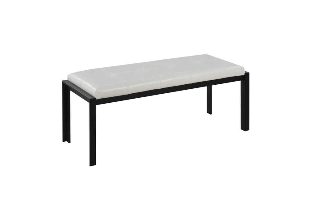 Fede Black Metal and White Faux Leather Bench