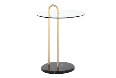 Kate Black Marble, Gold and Glass Side Table