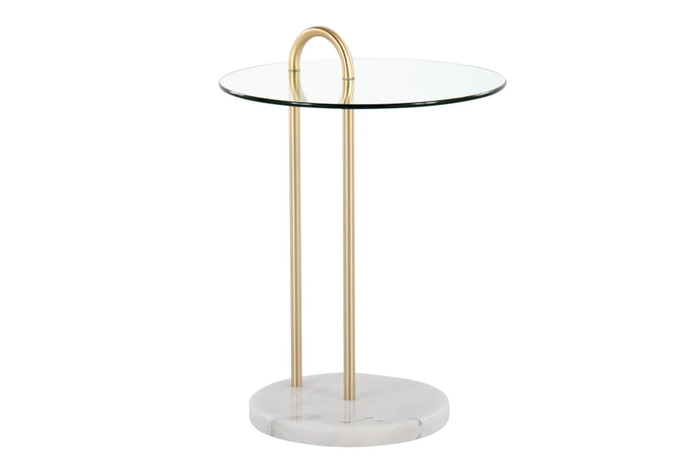 Kate White Marble, Gold and Glass Side Table