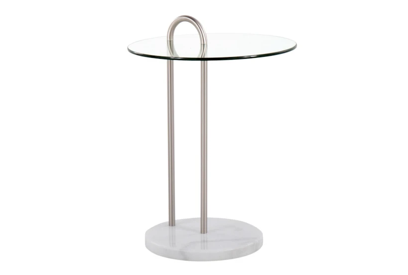 Kate White Marble, Nickle and Glass Side Table - 360