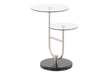 Gem Black Marble and Glass Accent Table