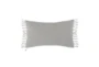 14X26 Grey Solid Soft Linen Lumbar Throw Pillow - Back