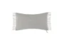 14X26 Grey Solid Soft Linen Lumbar Throw Pillow - Front