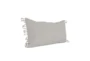 14X26 Grey Solid Soft Linen Lumbar Throw Pillow - Side