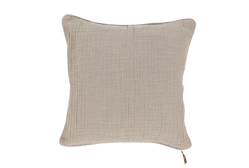 24X24 Natural Solid Soft Linen Throw Pillow - 360