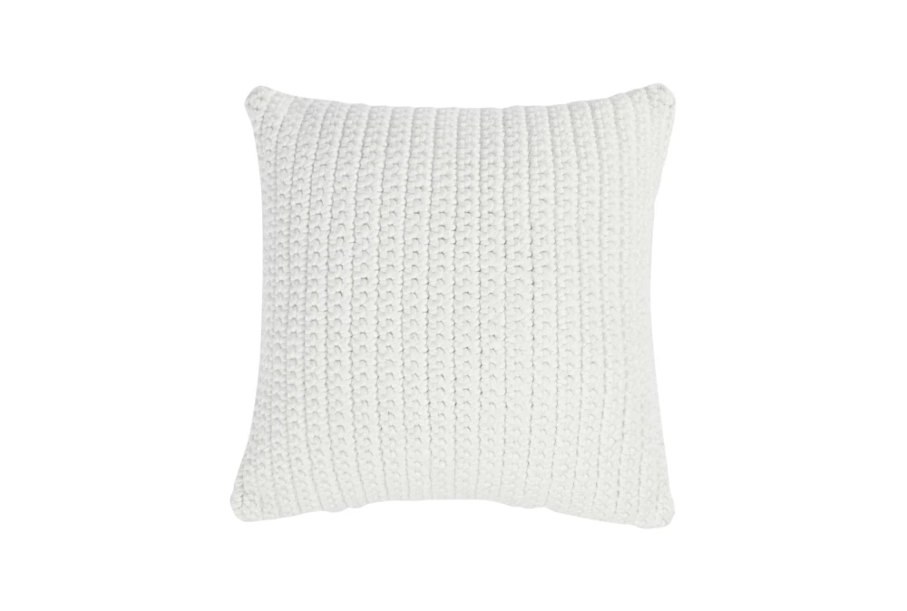 22X22 White Performance Solid Knit Indoor Outdoor Throw Pillow
