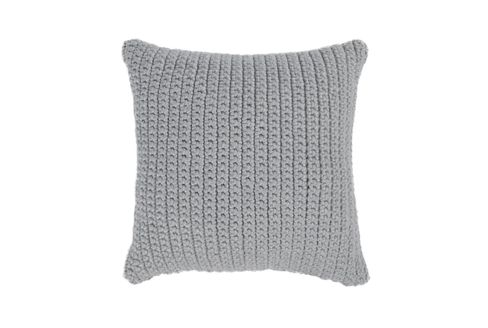 22X22 Light Grey Performance Solid Knit Indoor Outdoor Throw Pillow