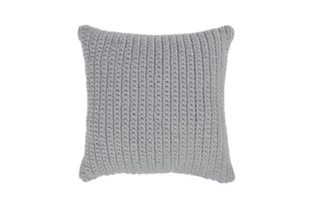 22X22 Light Grey Performance Solid Knit Indoor Outdoor Throw Pillow - Main