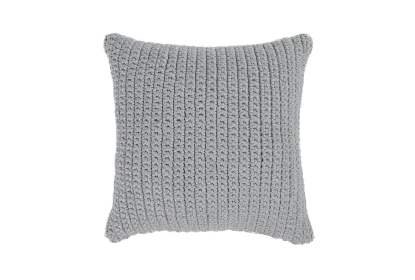 22X22 Light Grey Performance Solid Knit Indoor Outdoor Throw Pillow - 360