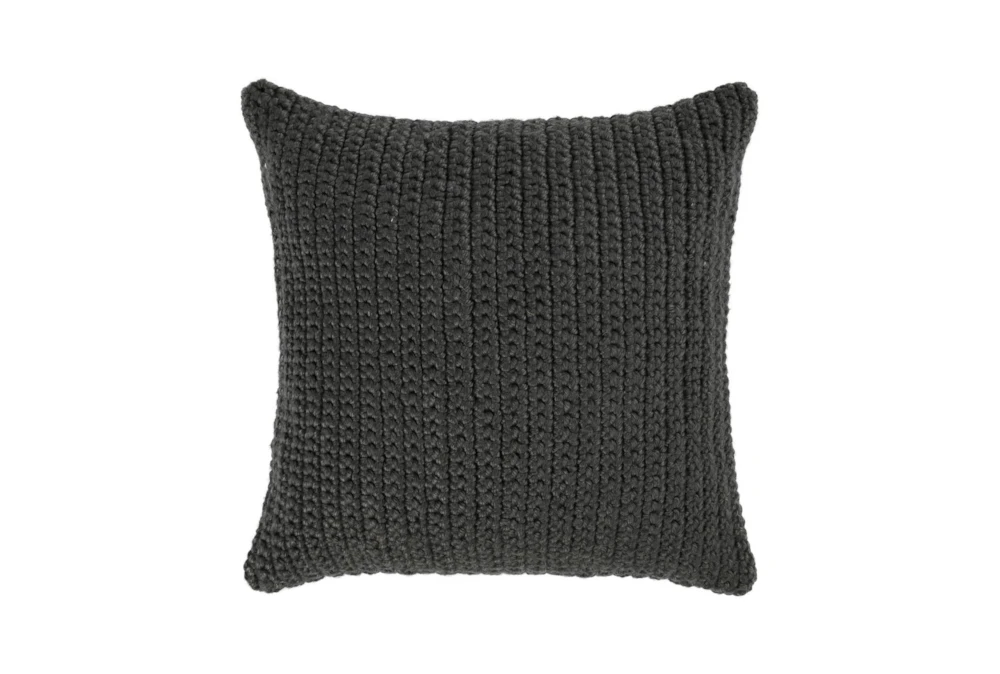 22X22 Dark Grey Performance Solid Knit Indoor Outdoor Throw Pillow