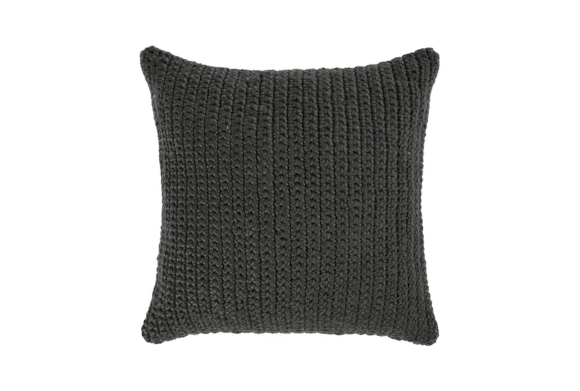 22X22 Dark Grey Performance Solid Knit Indoor Outdoor Throw Pillow - 360