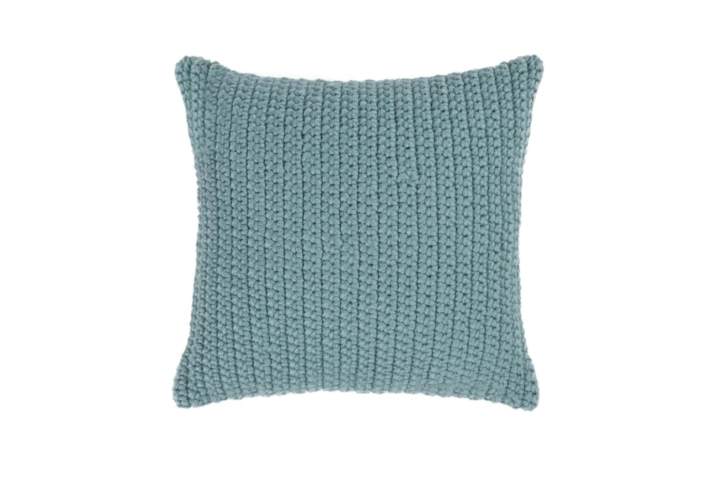 22X22 Pool Blue Performance Solid Knit Indoor Outdoor Throw Pillow