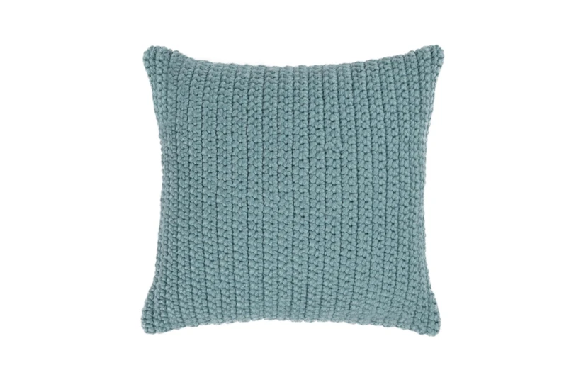 22X22 Pool Blue Performance Solid Knit Indoor Outdoor Throw Pillow - 360