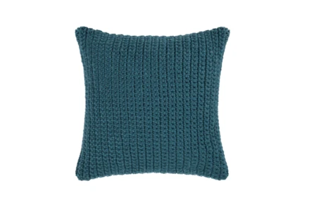 22X22 Ocean Blue Performance Solid Knit Indoor Outdoor Throw Pillow - Main