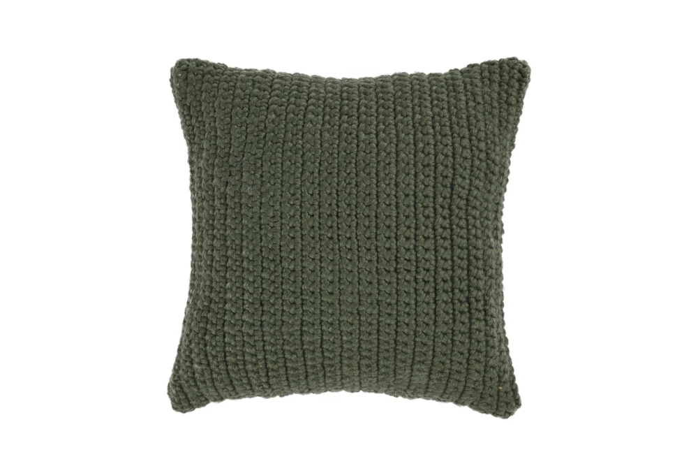 22X22 Green Performance Solid Knit Indoor Outdoor Throw Pillow