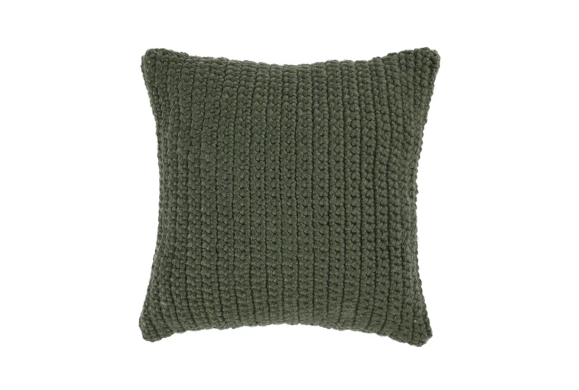 22X22 Green Performance Solid Knit Indoor Outdoor Throw Pillow - 360