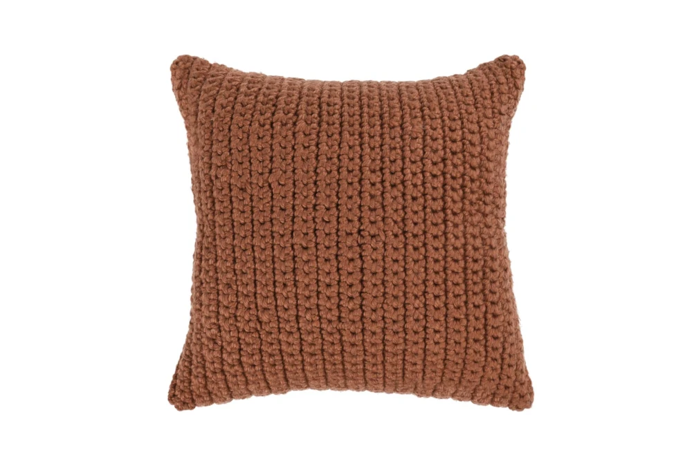 22X22 Terracota Performance Solid Knit Indoor Outdoor Throw Pillow