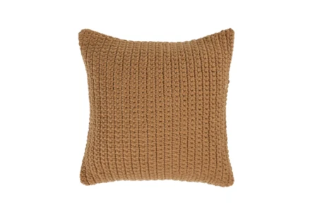 22X22 Amber Yellow Performance Solid Knit Indoor Outdoor Throw Pillow - Main