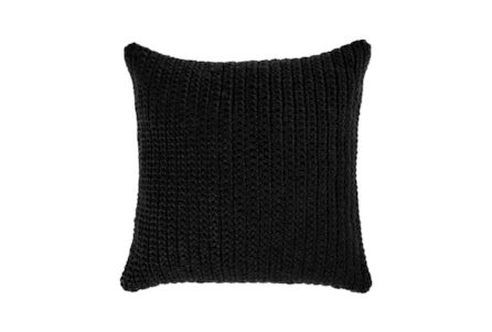 22X22 Black Performance Solid Knit Indoor Outdoor Throw Pillow - Main