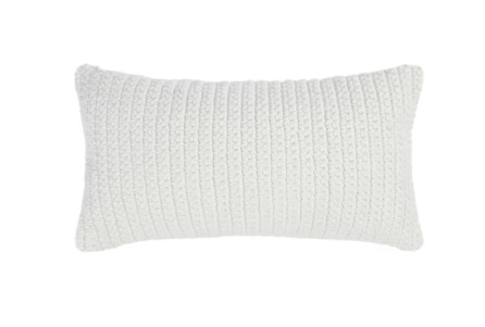 14X26 White Performance Solid Knit Indoor Outdoor Lumbar Throw Pillow - Main