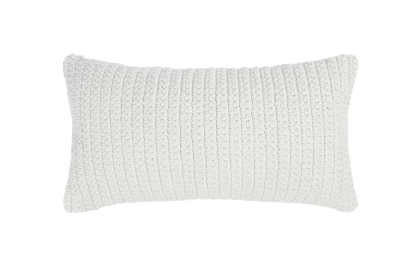 14X26 White Performance Solid Knit Indoor Outdoor Lumbar Throw Pillow - 360