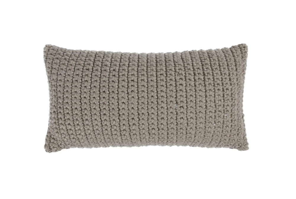 14X26 Natural Performance Solid Knit Indoor Outdoor Lumbar Throw Pillow