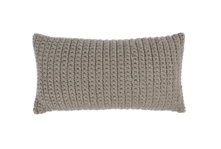 14X26 Natural Performance Solid Knit Indoor Outdoor Lumbar Throw Pillow - Main