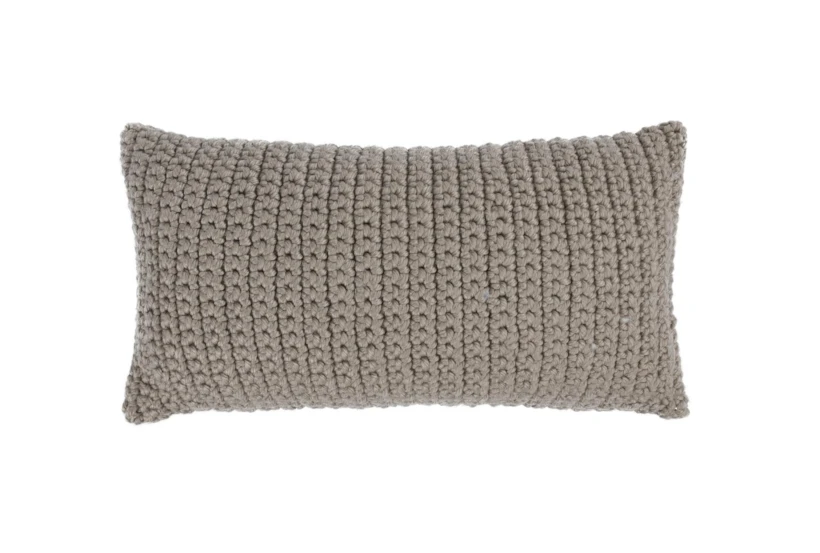 14X26 Natural Performance Solid Knit Indoor Outdoor Lumbar Throw Pillow - 360