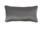 14X26 Dark Grey Performance Solid Knit Indoor Outdoor Lumbar Throw Pillow - Back
