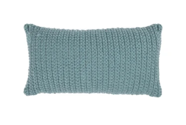 14X26 Pool Blue Performance Solid Knit Indoor Outdoor Lumbar Throw Pillow