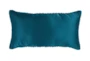 14X26 Ocean Blue Performance Solid Knit Indoor Outdoor Lumbar Throw Pillow - Back