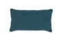 14X26 Ocean Blue Performance Solid Knit Indoor Outdoor Lumbar Throw Pillow - Signature