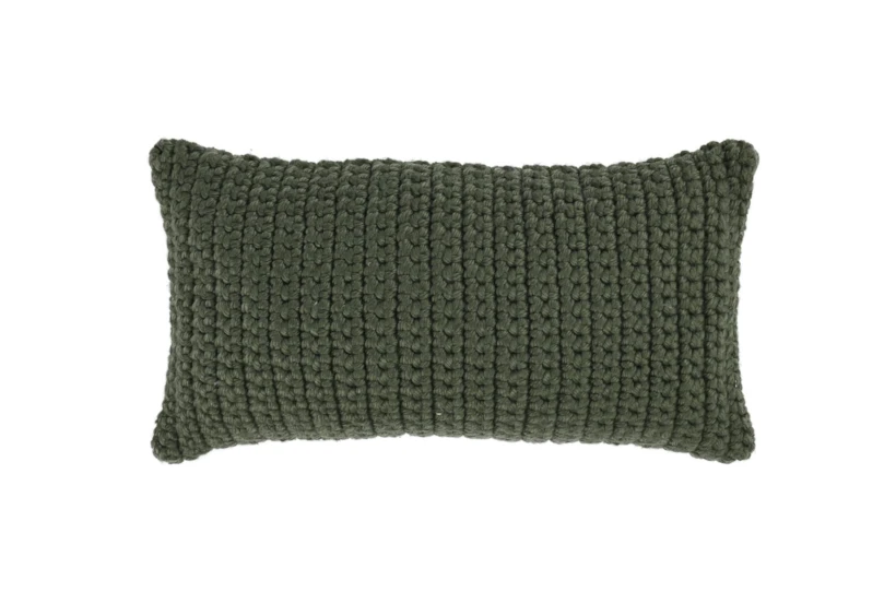 14X26 Green Performance Solid Knit Indoor Outdoor Lumbar Throw Pillow - 360